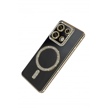 Mey İthalat®   Redmi 13C Joke Simli Magneticsafe Kılıf - Gold