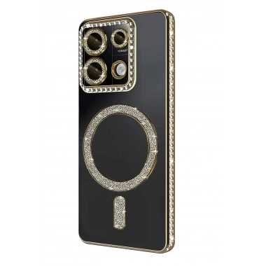 Mey İthalat®   Redmi 13C Joke Simli Magneticsafe Kılıf - Gold