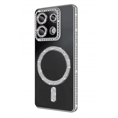 Mey İthalat®   Redmi 13C Joke Simli Magneticsafe Kılıf - Gümüş
