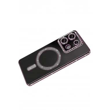 Mey İthalat®   Redmi 13C Joke Simli Magneticsafe Kılıf - Pembe