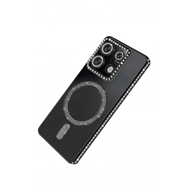 Mey İthalat®   Redmi 13C Joke Simli Magneticsafe Kılıf - Siyah