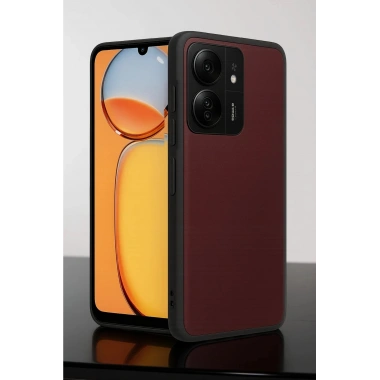 Mey İthalat®   Redmi 13C Kılıf Aras Deri Kapak - Bordo