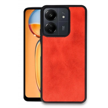 Mey İthalat®   Redmi 13C Kılıf Aras Deri Kapak - Kırmızı