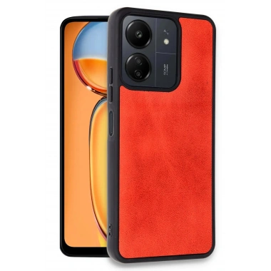 Mey İthalat®   Redmi 13C Kılıf Aras Deri Kapak - Kırmızı
