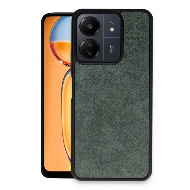Mey İthalat®   Redmi 13C Kılıf Aras Deri Kapak - Koyu Yeşil