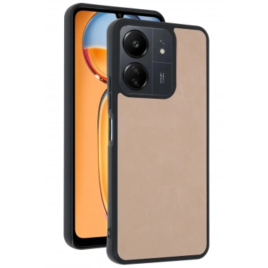 Mey İthalat®   Redmi 13C Kılıf Aras Deri Kapak - Pudra