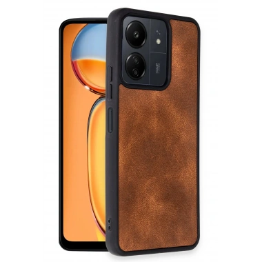 Mey İthalat®   Redmi 13C Kılıf Aras Deri Kapak - Taba