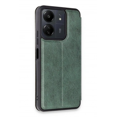 Mey İthalat® Redmi 13C Kılıf Flip Cover - Koyu Yeşil