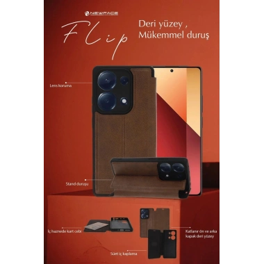Mey İthalat® Redmi 13C Kılıf Flip Cover - Siyah