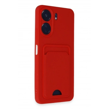 Mey İthalat®   Redmi 13C Kılıf Kelvin Kartvizitli Silikon - Kırmızı