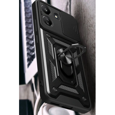 Mey İthalat®   Redmi 13C Kılıf Pars Lens Yüzüklü Silikon - Yeşil