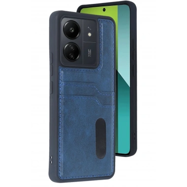 Mey İthalat® Redmi 13C Kılıf Sara Kartvizitli Deri Kılıf - Lacivert