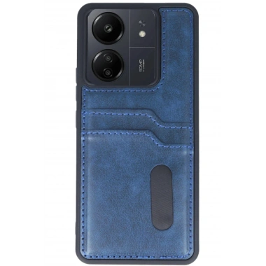 Mey İthalat® Redmi 13C Kılıf Sara Kartvizitli Deri Kılıf - Lacivert