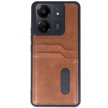 Mey İthalat® Redmi 13C Kılıf Sara Kartvizitli Deri Kılıf - Taba