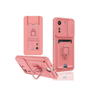 Mey İthalat®   Redmi 13C Kılıf Zuma Kartvizitli Yüzüklü Silikon - Pembe