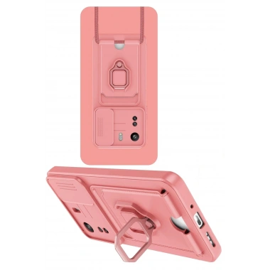 Mey İthalat®   Redmi 13C Kılıf Zuma Kartvizitli Yüzüklü Silikon - Pembe