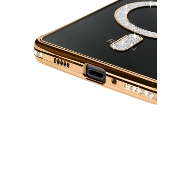 Mey İthalat®   Redmi 14C Joke Simli Magneticsafe Kılıf - Gold
