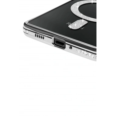 Mey İthalat®   Redmi 14C Joke Simli Magneticsafe Kılıf - Gümüş