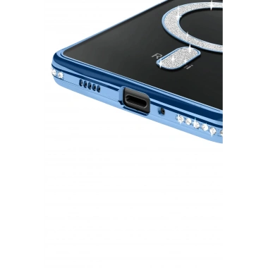 Mey İthalat®   Redmi 14C Joke Simli Magneticsafe Kılıf - Mavi
