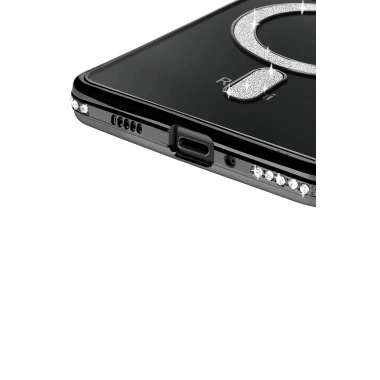 Mey İthalat®   Redmi 14C Joke Simli Magneticsafe Kılıf - Siyah
