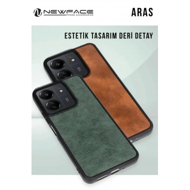 Mey İthalat®   Redmi 14C Kılıf Aras Deri Kapak - Taba