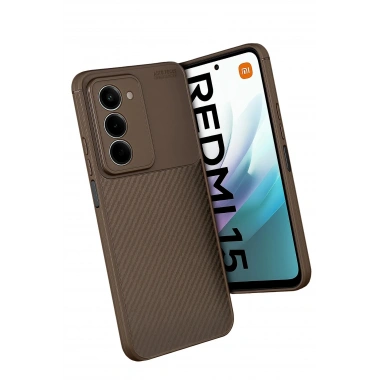 Mey İthalat®   Redmi 15 4G Auto Focus Karbon Kapak - Kahverengi