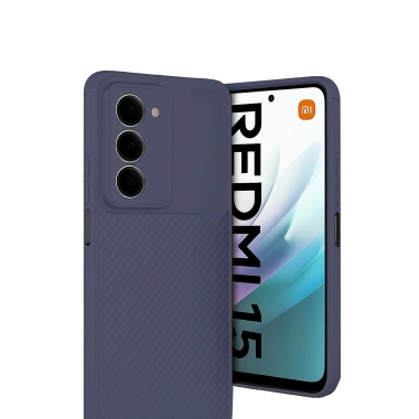 Mey İthalat®   Redmi 15 4G Auto Focus Karbon Kapak - Lacivert