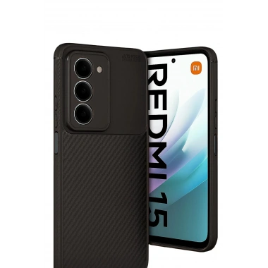 Mey İthalat®   Redmi 15 4G Auto Focus Karbon Kapak - Siyah
