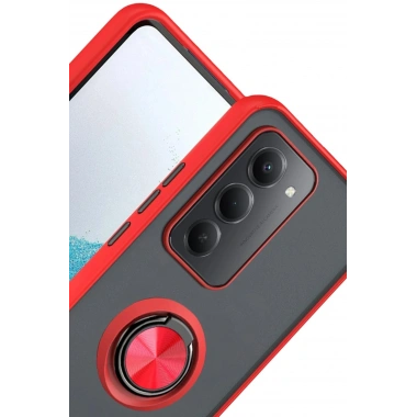 Mey İthalat®   Redmi 15 4G Montreal Yüzüklü Silikon Kapak - Kırmızı