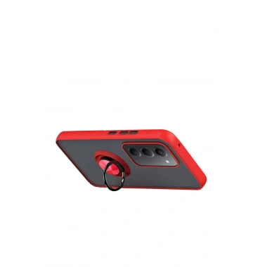 Mey İthalat®   Redmi 15 4G Montreal Yüzüklü Silikon Kapak - Kırmızı
