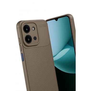 Mey İthalat®   Redmi 15C 4G Auto Focus Karbon Kapak - Kahverengi