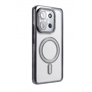 Mey İthalat®   Redmi 15C 4G Joke Simli Magneticsafe Kılıf - Siyah