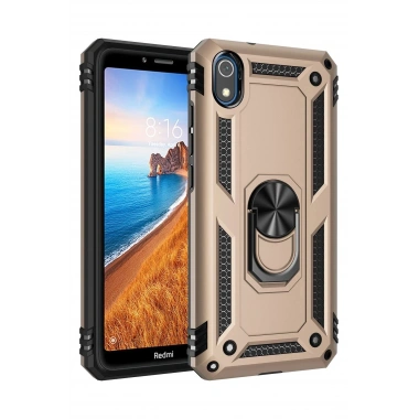 Mey İthalat® Redmi 7A Kılıf Sofya Yüzüklü Silikon Kapak - Gold