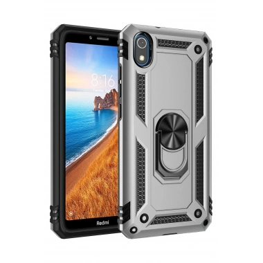 Mey İthalat® Redmi 7A Kılıf Sofya Yüzüklü Silikon Kapak - Gümüş