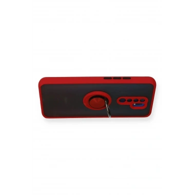 Mey İthalat®   Redmi 9 Kılıf Montreal Yüzüklü Silikon Kapak - Kırmızı