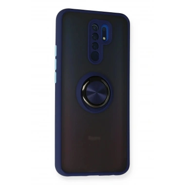 Mey İthalat®   Redmi 9 Kılıf Montreal Yüzüklü Silikon Kapak - Lacivert