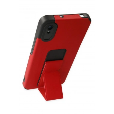 Mey İthalat® Redmi 9A Kılıf Mega Standlı Silikon - Kırmızı