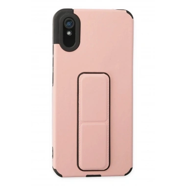 Mey İthalat® Redmi 9A Kılıf Mega Standlı Silikon - Pudra