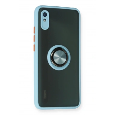 Mey İthalat®   Redmi 9A Kılıf Montreal Yüzüklü Silikon Kapak - Buz Mavi