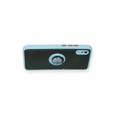 Mey İthalat®   Redmi 9A Kılıf Montreal Yüzüklü Silikon Kapak - Buz Mavi
