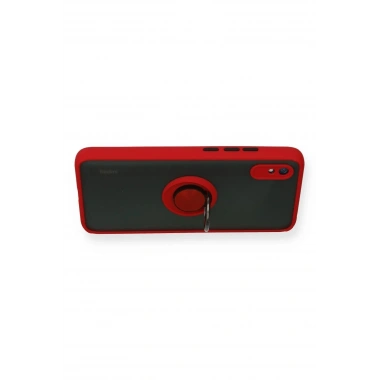 Mey İthalat®   Redmi 9A Kılıf Montreal Yüzüklü Silikon Kapak - Kırmızı