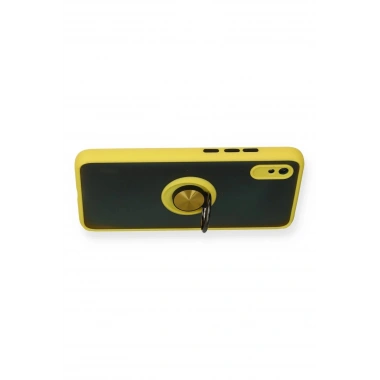 Mey İthalat®   Redmi 9A Kılıf Montreal Yüzüklü Silikon Kapak - Sarı