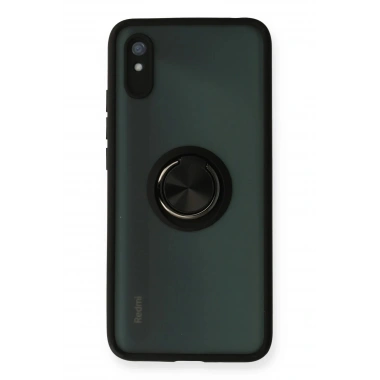 Mey İthalat®   Redmi 9A Kılıf Montreal Yüzüklü Silikon Kapak - Siyah