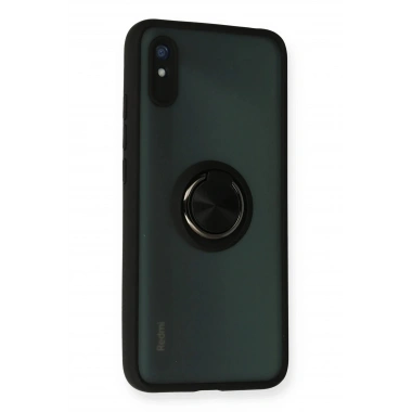 Mey İthalat®   Redmi 9A Kılıf Montreal Yüzüklü Silikon Kapak - Siyah
