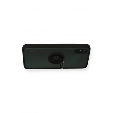 Mey İthalat®   Redmi 9A Kılıf Montreal Yüzüklü Silikon Kapak - Siyah