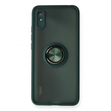 Mey İthalat®   Redmi 9A Kılıf Montreal Yüzüklü Silikon Kapak - Yeşil