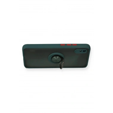 Mey İthalat®   Redmi 9A Kılıf Montreal Yüzüklü Silikon Kapak - Yeşil