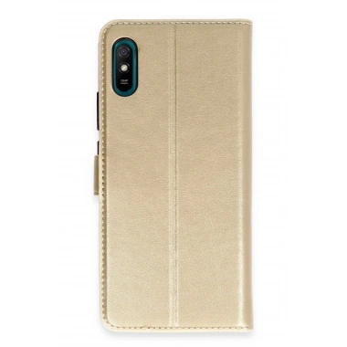 Mey İthalat®   Redmi 9A Kılıf Trend S Plus Kapaklı Kılıf - Gold