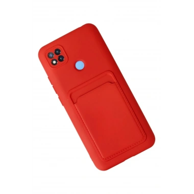 Mey İthalat®   Redmi 9C Kılıf Kelvin Kartvizitli Silikon - Kırmızı