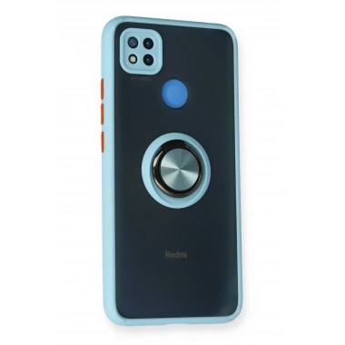Mey İthalat®   Redmi 9C Kılıf Montreal Yüzüklü Silikon Kapak - Buz Mavi